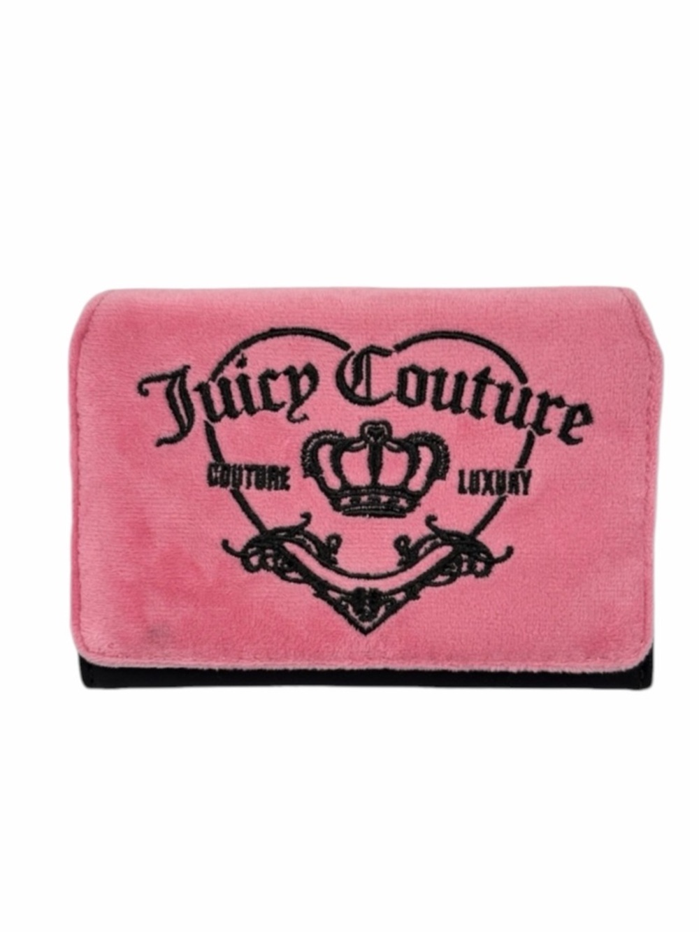JUICY COUTURE GIRLIE ROYALTY Double Sided Trifold Wallet Love Potion Pink